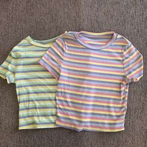 Colorful Striped Women's Short Sleeve Tees